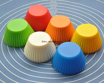 12pcs Muffin Cups Flexible Silicone Mold Cake Mold Chocolate Mold Cookie Mold Icing Mold Polymer Clay Mold Resin Mold Soap Mold