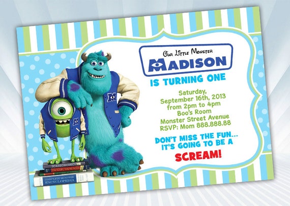 Monsters University Birthday Invitations Templates 2