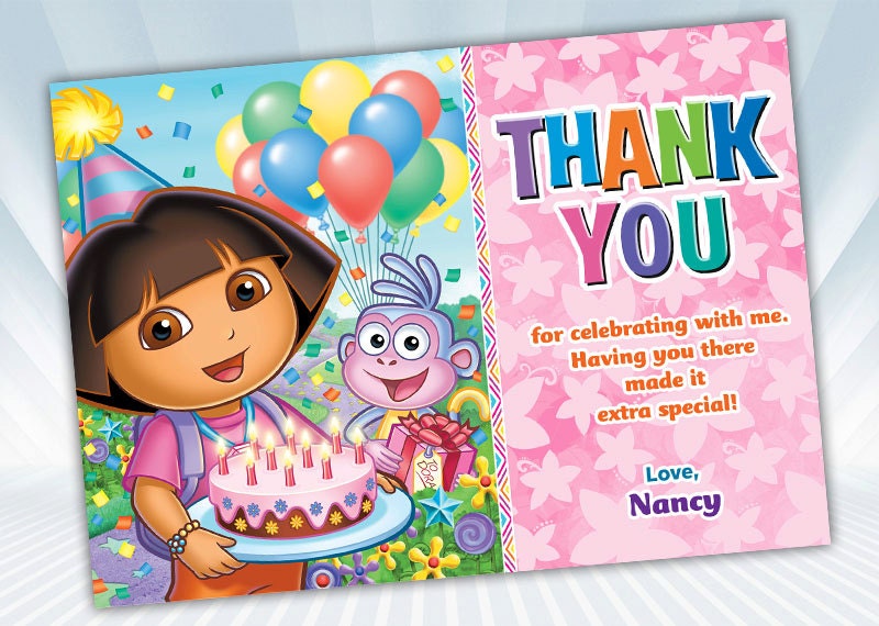 Dora Birthday Thank you card