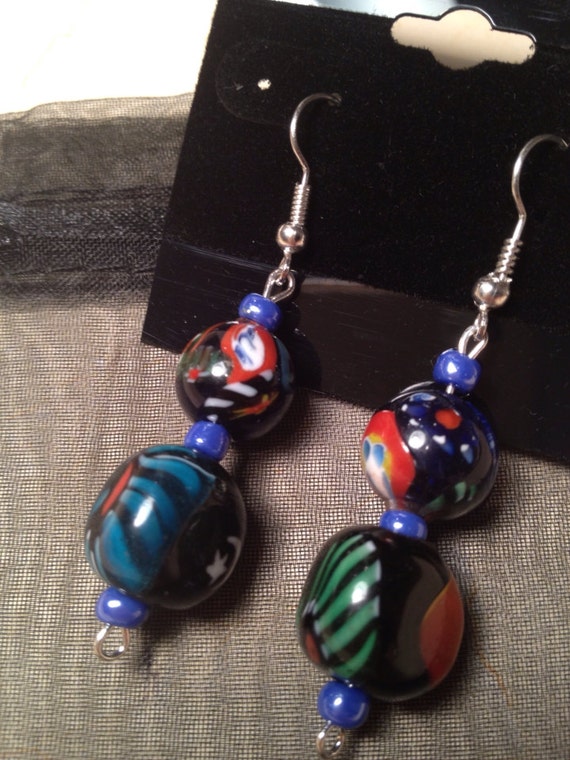 Colorful Large Beaded Earrings