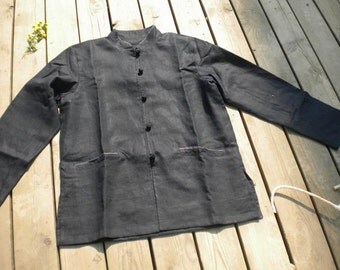 040---Men's Lined Chinese Cheongsam Linen Jacket with Chinese Frog Buttons, Modified Tang Suit, Stand Collar,Made to Order Shirt Jacket.