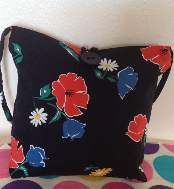 Flower Fabric Shoulder Bag Tote by Craftycreate on Etsy
