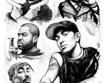 Eminem, 2pac, eazy-e, biggie smalls , ice cube rap star group ...
