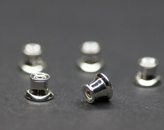 Sterling Silver Earnuts, Silver Ear Stoppers, Barrel Ear Nuts, Fine Silver Findings, Sterling Silver AG925 Supplies Beads For Earrings