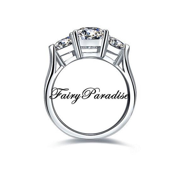 2.5 Ct Radiant Cut Engagement Ring Three Stones Promise Ring