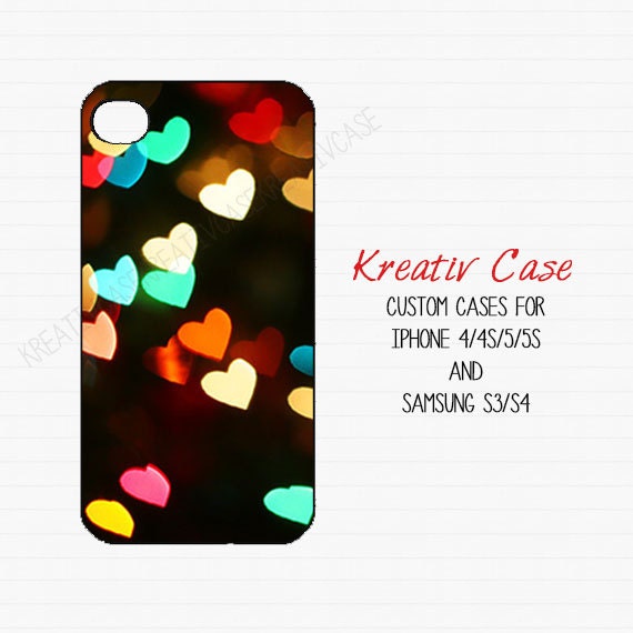 Samsung S4 case, Samsung Galaxy S3, Bokeh Hearts Colorful - Girly iPhone 5 case, iPhone 4 case, phone cover, Personalized phone case - K019