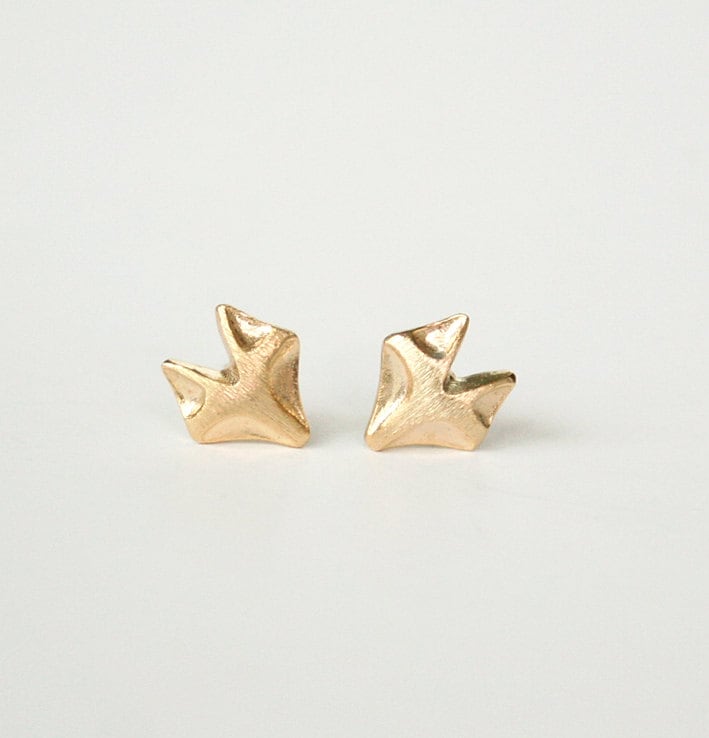 Gold Fox Earrings Stud Earring Simple Earrings by petitformal