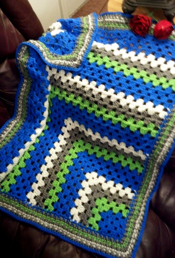 Items Similar To Mitered Square Crochet Granny Square Baby Afghan 