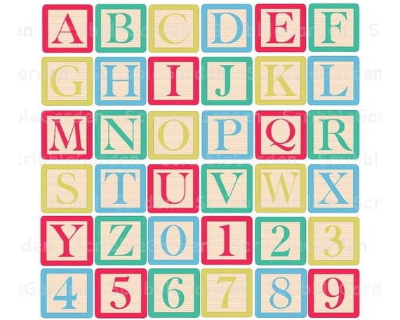 Items similar to Block Alphabet Letters and Numbers Digital ClipArt on Etsy