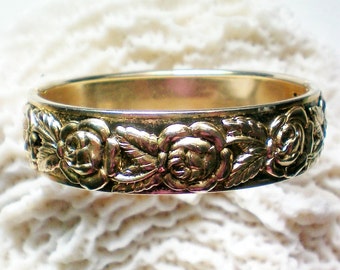 Floral Hinged Bangle with Rose Design - 2791