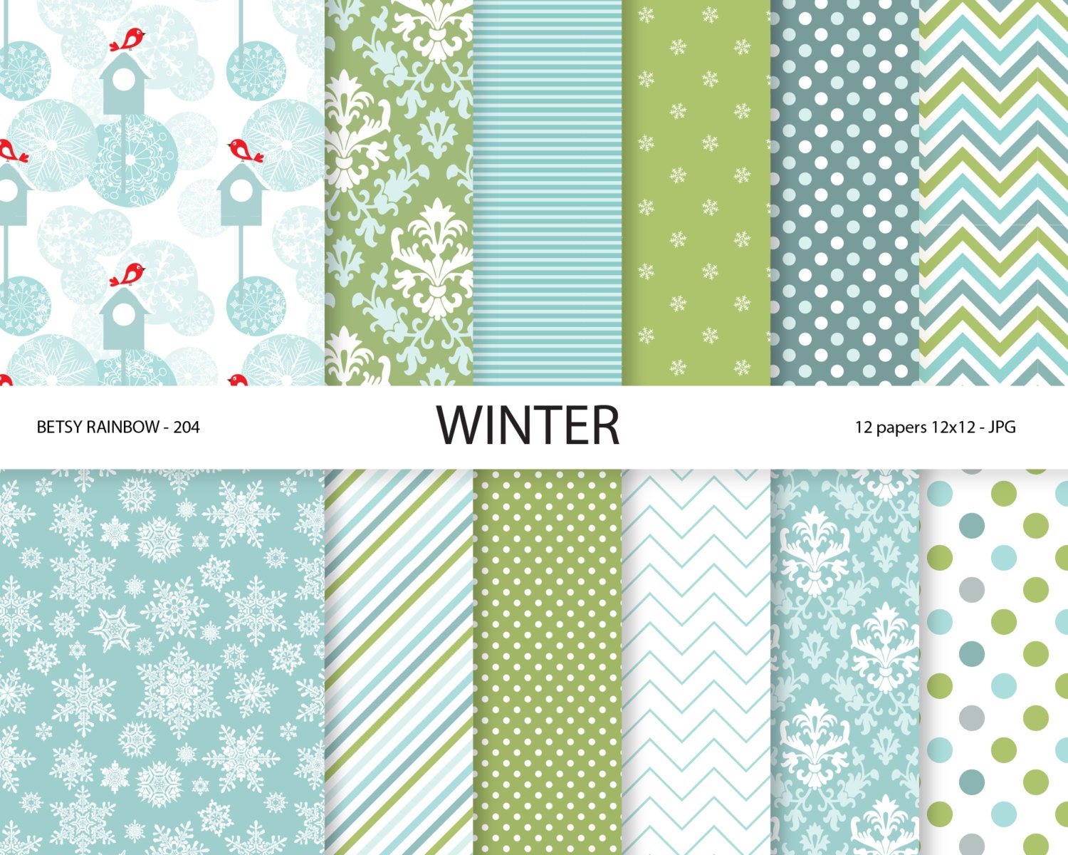 Winter Digital Paper pack Winter Scrapbook Papers Christmas