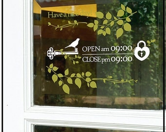Open & Close Graphic Wall Decal Mural Sticker : No 01. Nature, Simple and charming decal for everywhere Restaurant, Business