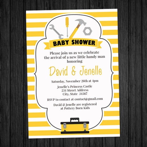 Items similar to DIY Printable Invitation, Tool Box, Little Handy Man