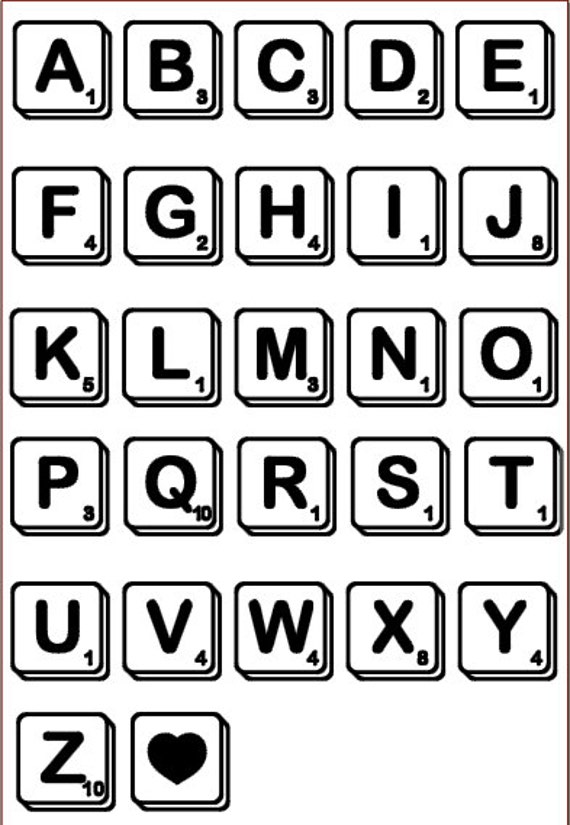 Items similar to Scrabble Shadowed Tiles Vinyl Sticker Decal for Car ...