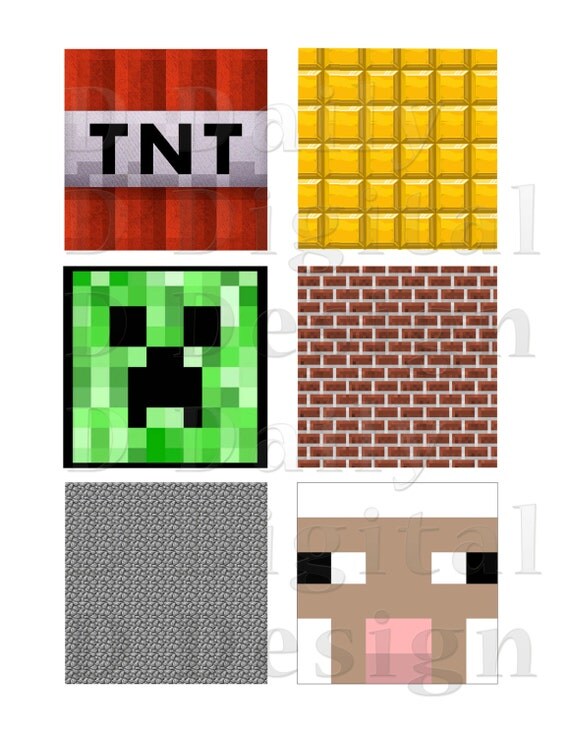 Minecraft Cake Toppers/ Cookie Toppers/ Stickers/ Party Favors/ Favor Bag Decorations INSTANT DOWNLOAD Il_570xn