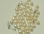 White Half Drilled 7-7.5mm freshwater pearls loose beads