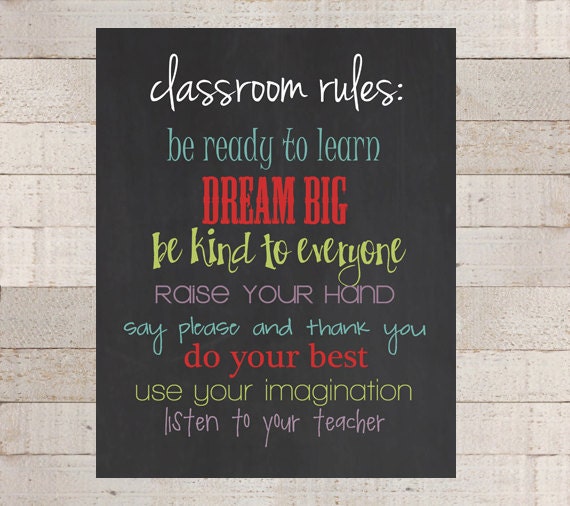 Items similar to CLASSROOM RULES - Classroom Decor - Teacher Gift ...