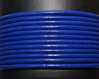 Royal Blue / 2mm Leather Cord / leather by the yard / round leather cord / genuine leather / necklace cord / bracelet cord