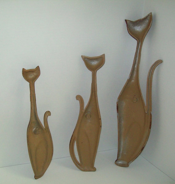 Vintage Sexton Cats Trio Mid Century Modern Wall Hangings