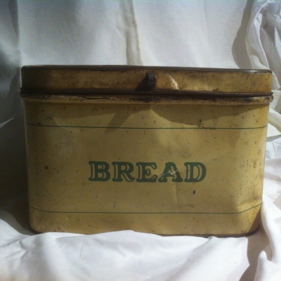 Vintage Antique Metal Bread Box with Latch. by RetroMetroVintage