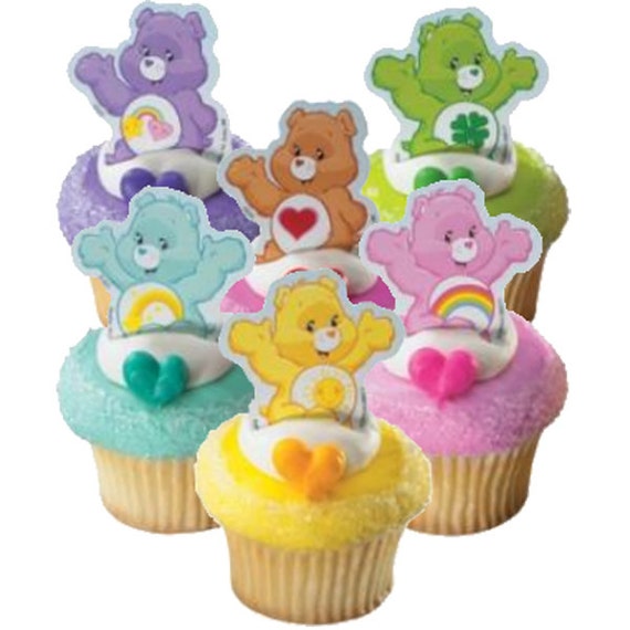 12 Care Bears Finger Puppet CUPCAKE Cake Picks Toppers