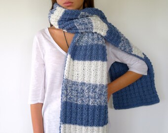 Bufanda doble azul y blanca