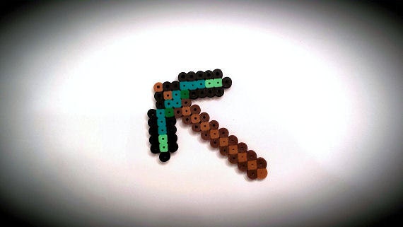 Items similar to Minecraft Diamond Pickaxe - Perler Bead Sprites on Etsy