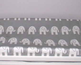 Grey & White Elephant CHANGING PAD COVER