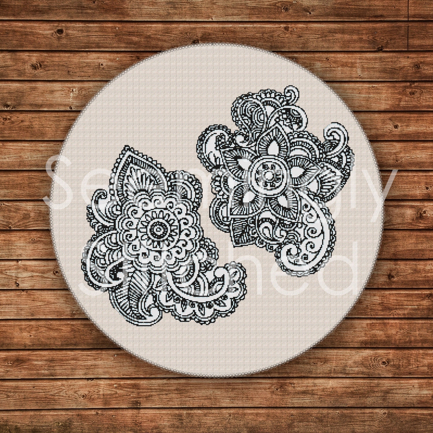 Cross Stitch Pattern Filigree Paisley Design