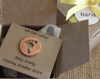 Pregnancy Announcement, Baby Lucky Charm... Secret Message, Gender Reveal, Lucky Penny