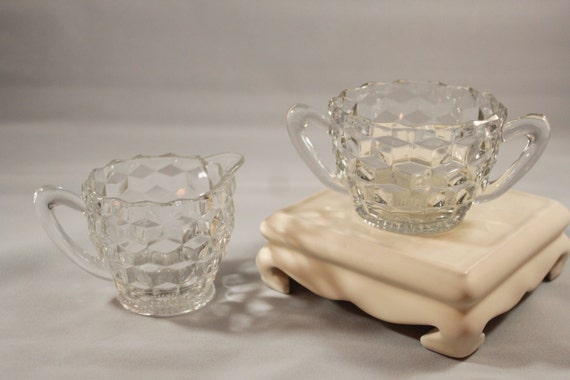 Items Similar To Vintage Jeannette Glass Depression Glass Footed Creamer And Open Sugar Bowl In