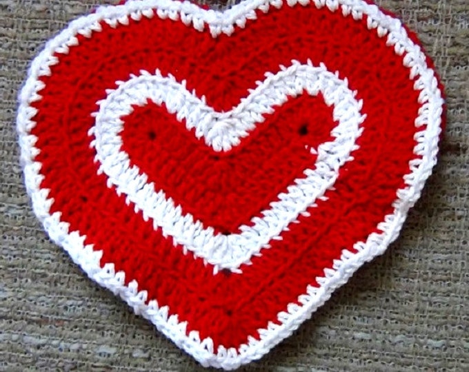 Heart Washcloth - Set of 2 - Red and White