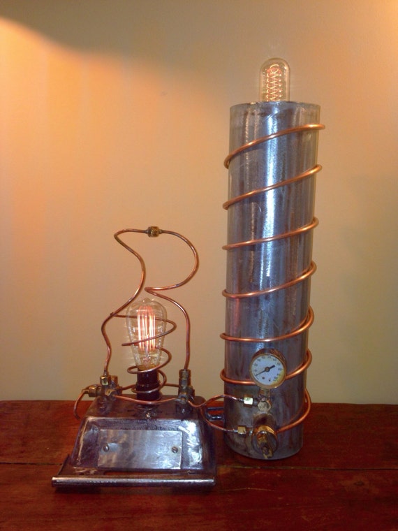 Items similar to Steampunk Lamp Vintage Tesla Style Light Reclaimed