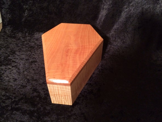 Maple coffin shaped urn by GSCU on Etsy