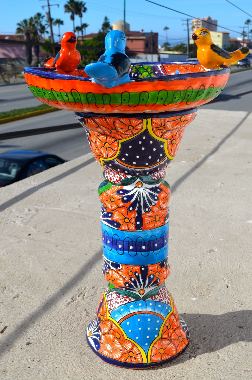 Talavera Mexican Pottery BIRD BATH