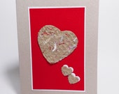 How Many Hearts? Love You Handmade blank card Handmade paper Romantic Recycled Made in Scotland