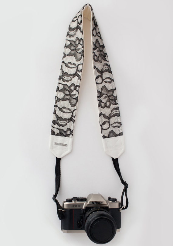 Black lace camera strap Sue by togandtoph on Etsy