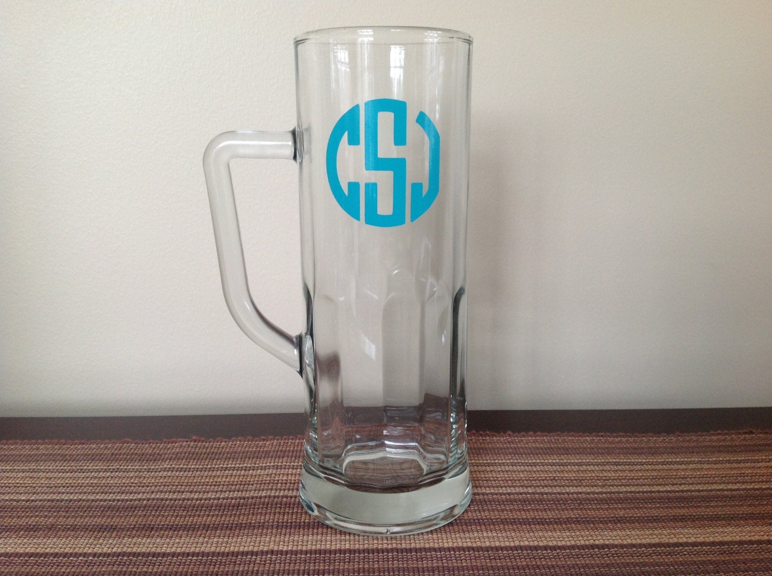 Tall Beer Mug with 3letter Monogram 5 styles to choose