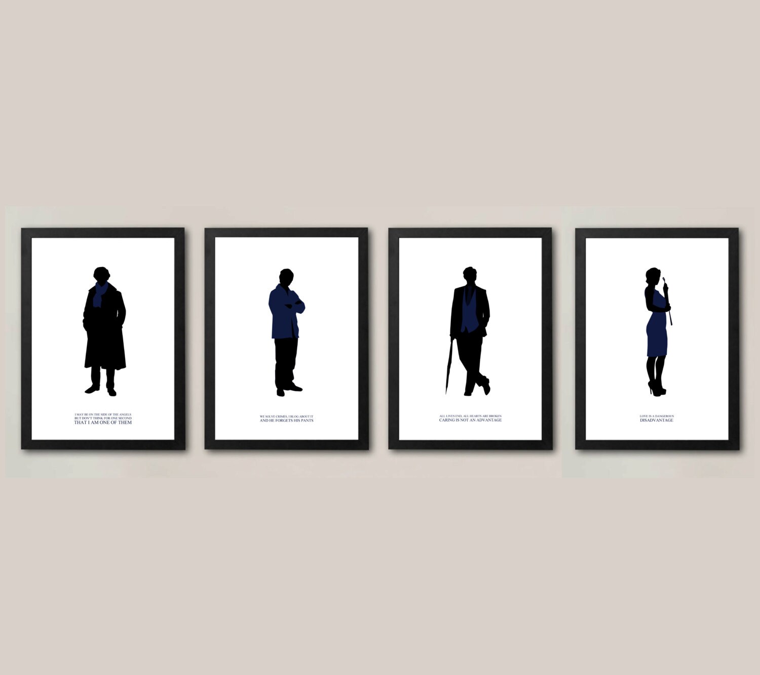Sherlock BBC Silhouettes Posters Set of 4 by LittleAnarchy on Etsy