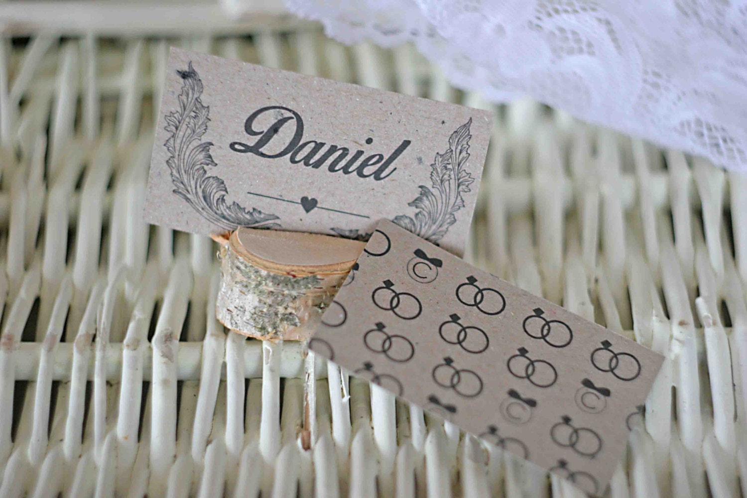 Rustic wedding name card holders wooden place card by MadeByChic