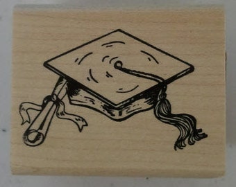 Graduation Cap & Scroll Rubber Stamp - 99M03