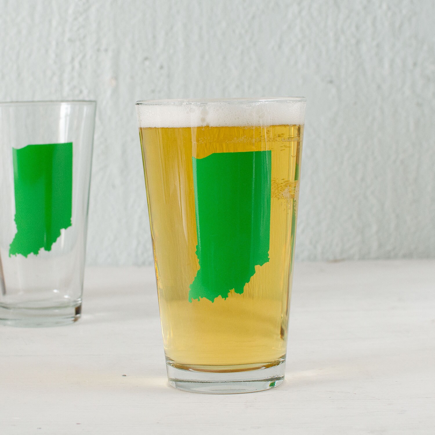 Indiana pint glass SCREEN PRINTED pint glasses GREEN