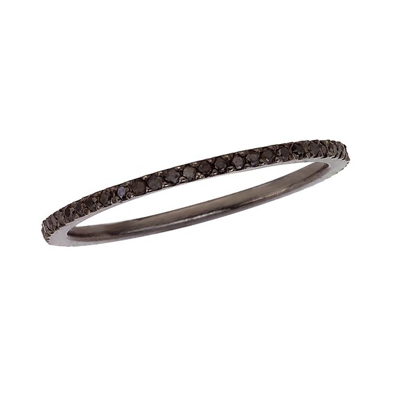 Items similar to Black Diamond Ring - Thin Eternity Band - Wedding or ...