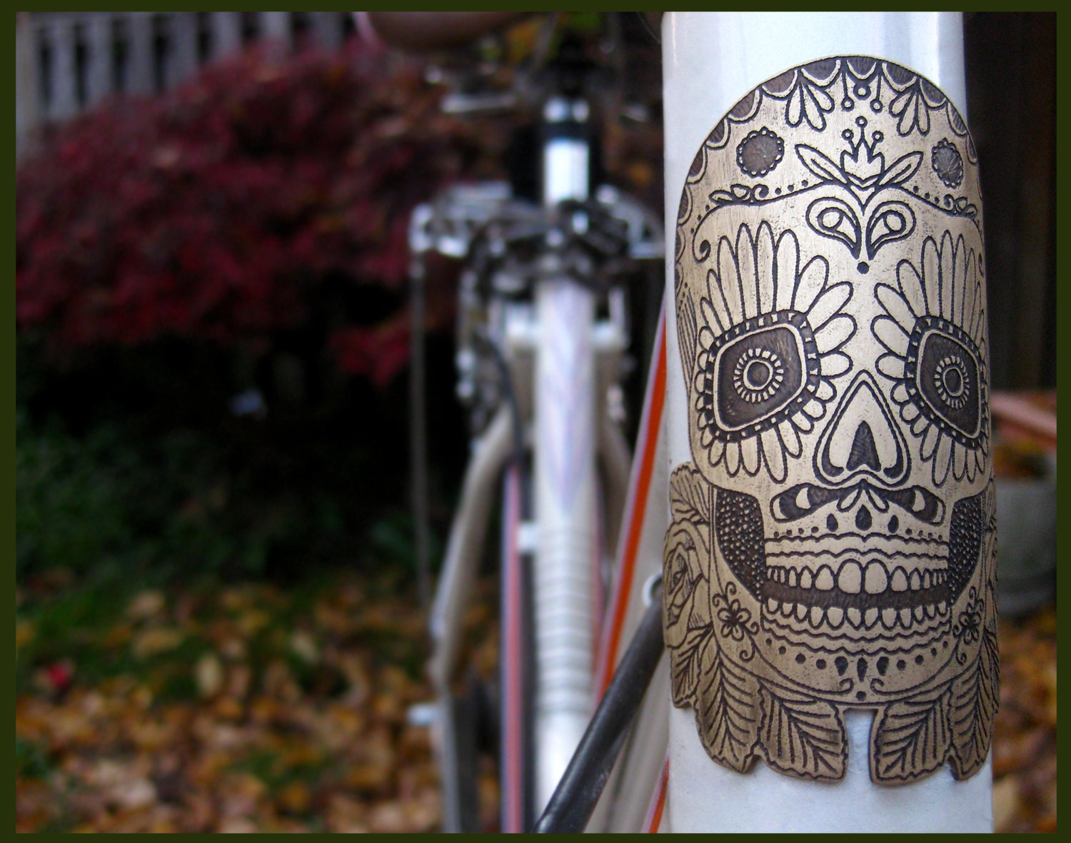 Day of the dead bike badge bicycle head badge by ArtByWinona