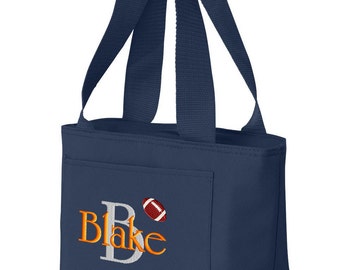 Boys Personalized Lunch Bag Insulated Monogrammed Name Initial School Box Cooler