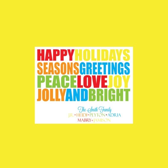 Personalized Stickers, Christmas Stickers, Holiday Stickers, Address Labels, Gift Tags Bold Words (Set of 25) Il_570xn