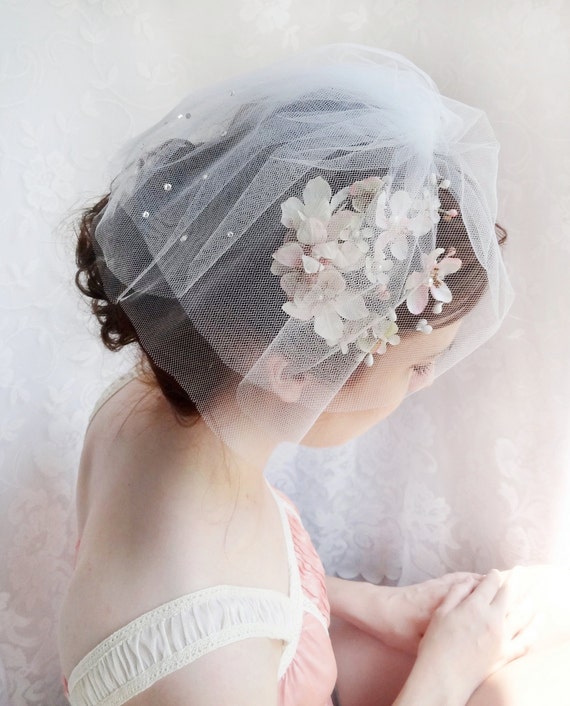 tulle birdcage veil ivory birdcage veil with crystals tulle