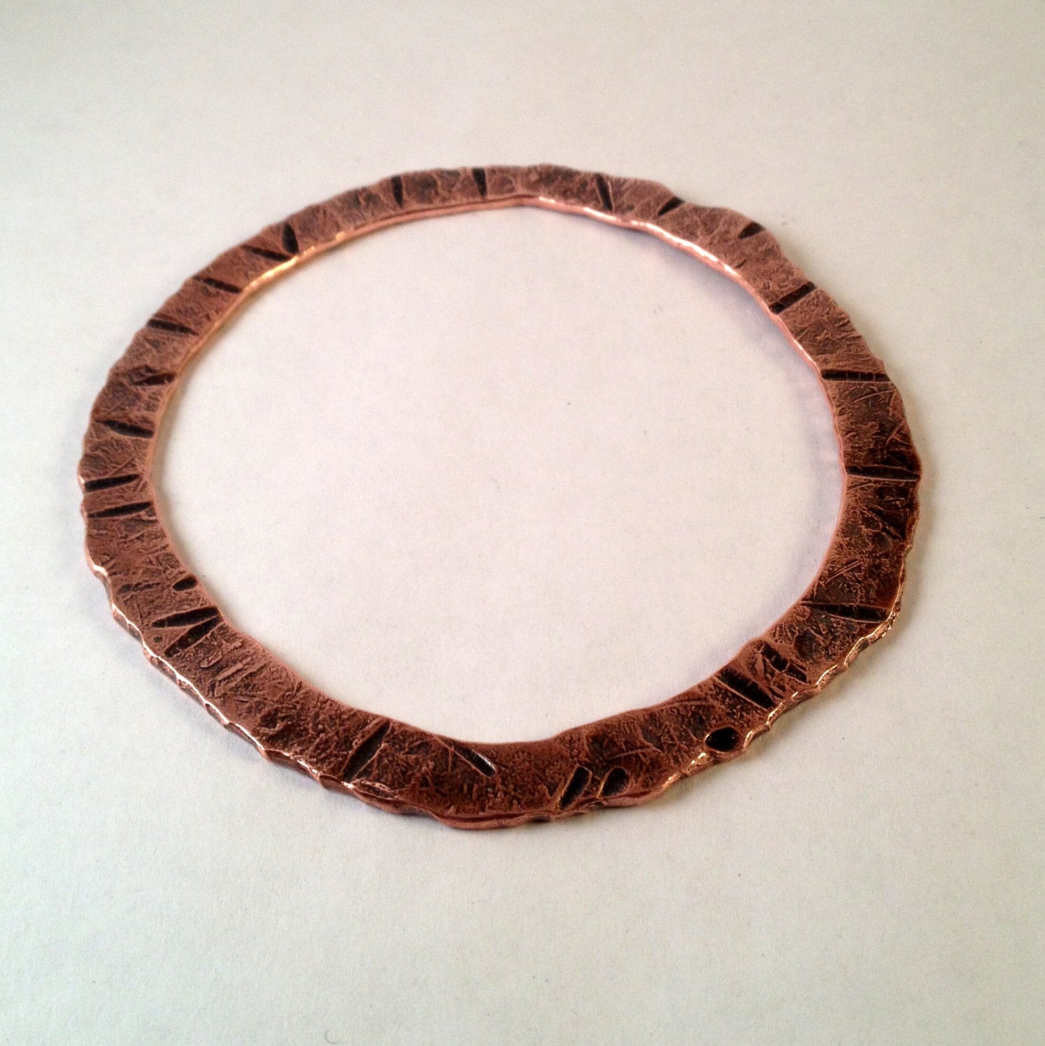 Primitive forged copper bangle bracelet