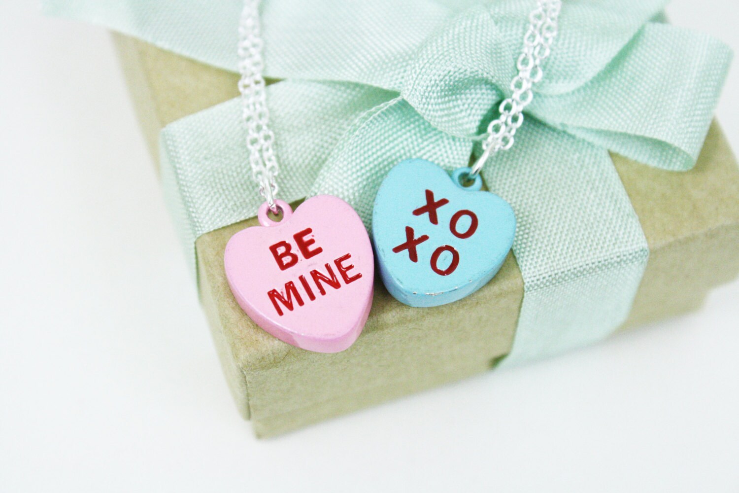 Conversation Heart Necklace  Candy Hearts  by daileedose on Etsy