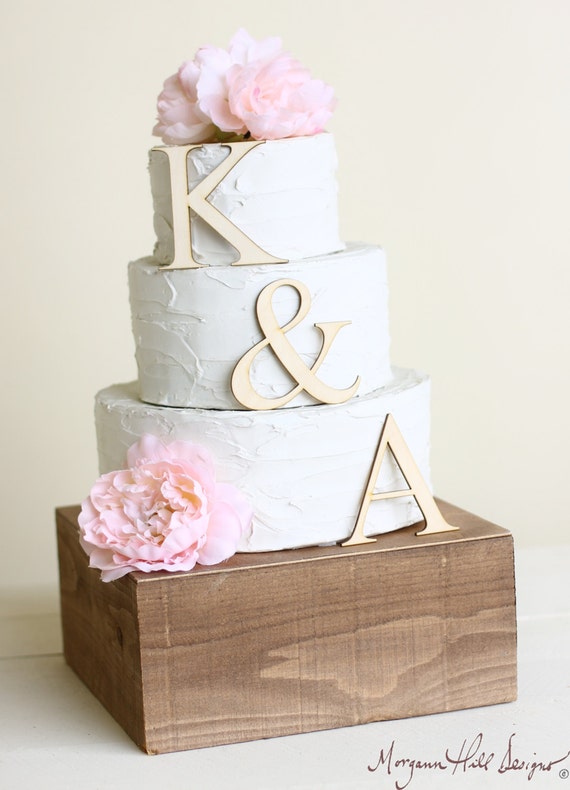 Personalized Wedding Cake Topper Wood Initials Rustic Chic Country Barn Decor Cake Decorations (Item Number 140303) NEW ITEM by braggingbags